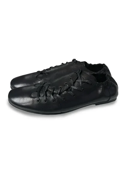 Lace-up Ruched Trainer Leather Shoes