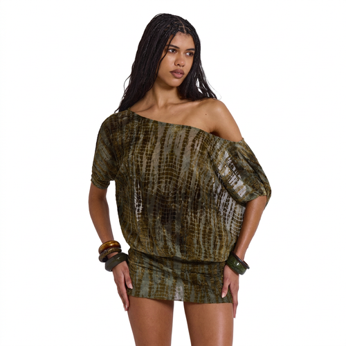 Ophidian Devore Backless Mini Dress in Croc