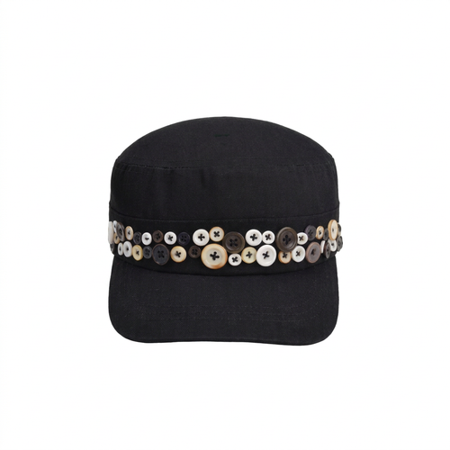 BLACK BUTTONS CAP