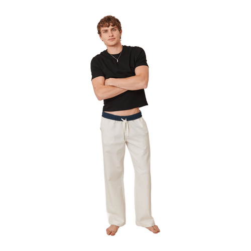 White & Navy Flipin' Linen Trouser