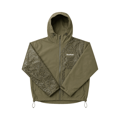 Water Reactive Cheetah Rain Jacket - Green