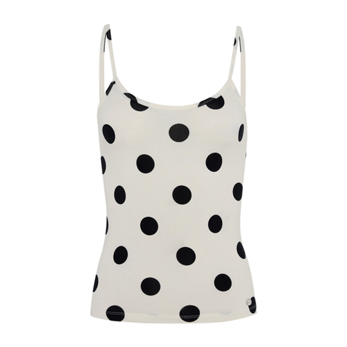 IMNOT BASIC SUPER SOFT CAMI TOP IN White POLKA DOT
