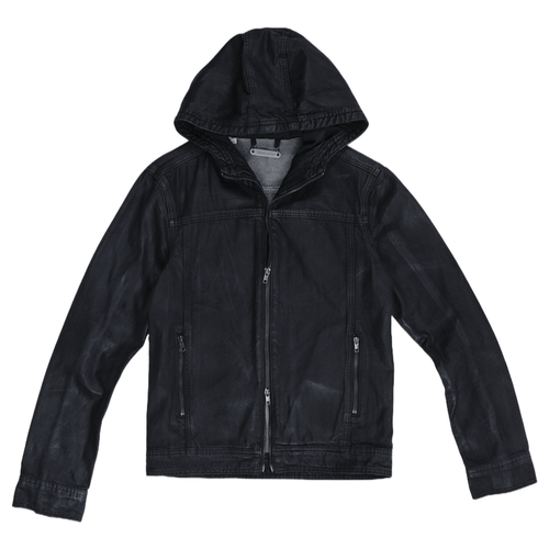 Black Bedrock Waxed Hooded Denim Jacket