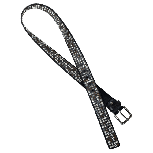 Washed "Studded" Calf Leather Belt
