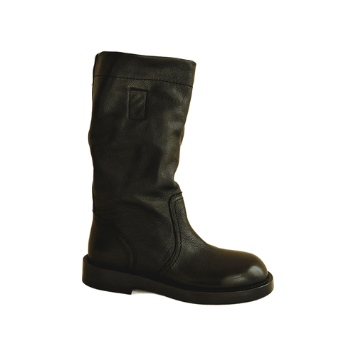 Top-Grain Leather Slouch Mid-Calf Boots