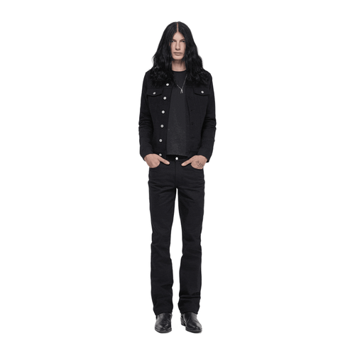 SLIM STRAIGHT JEANS - ALL BLACK DENIM