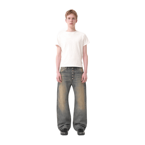 MENES FUKA Selvedge Straight Jeans - Sun Faded Indigo
