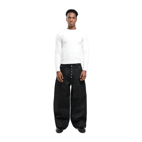 MENES Raw Selvedge Loose Fit Jeans - Black