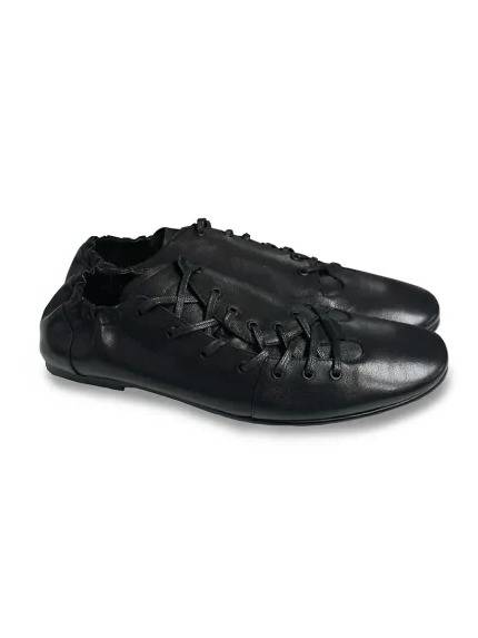Lace-up Ruched Trainer Leather Shoes